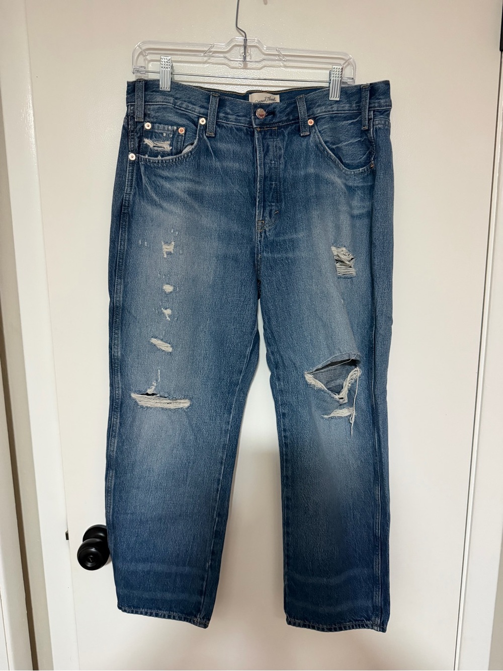 Distressed Blue Denim Jeans